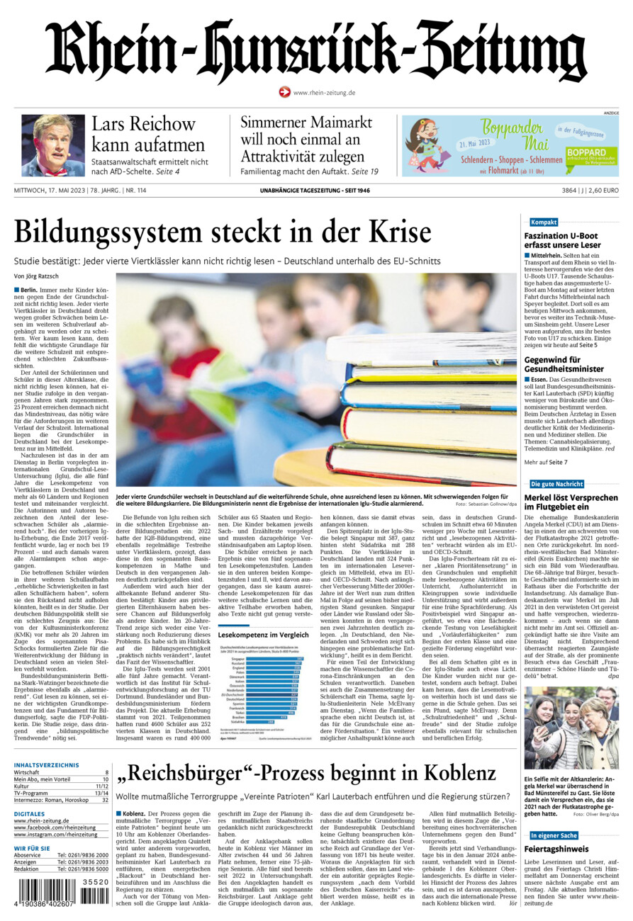 Rhein-Hunsrück-Zeitung vom Mittwoch, 17.05.2023