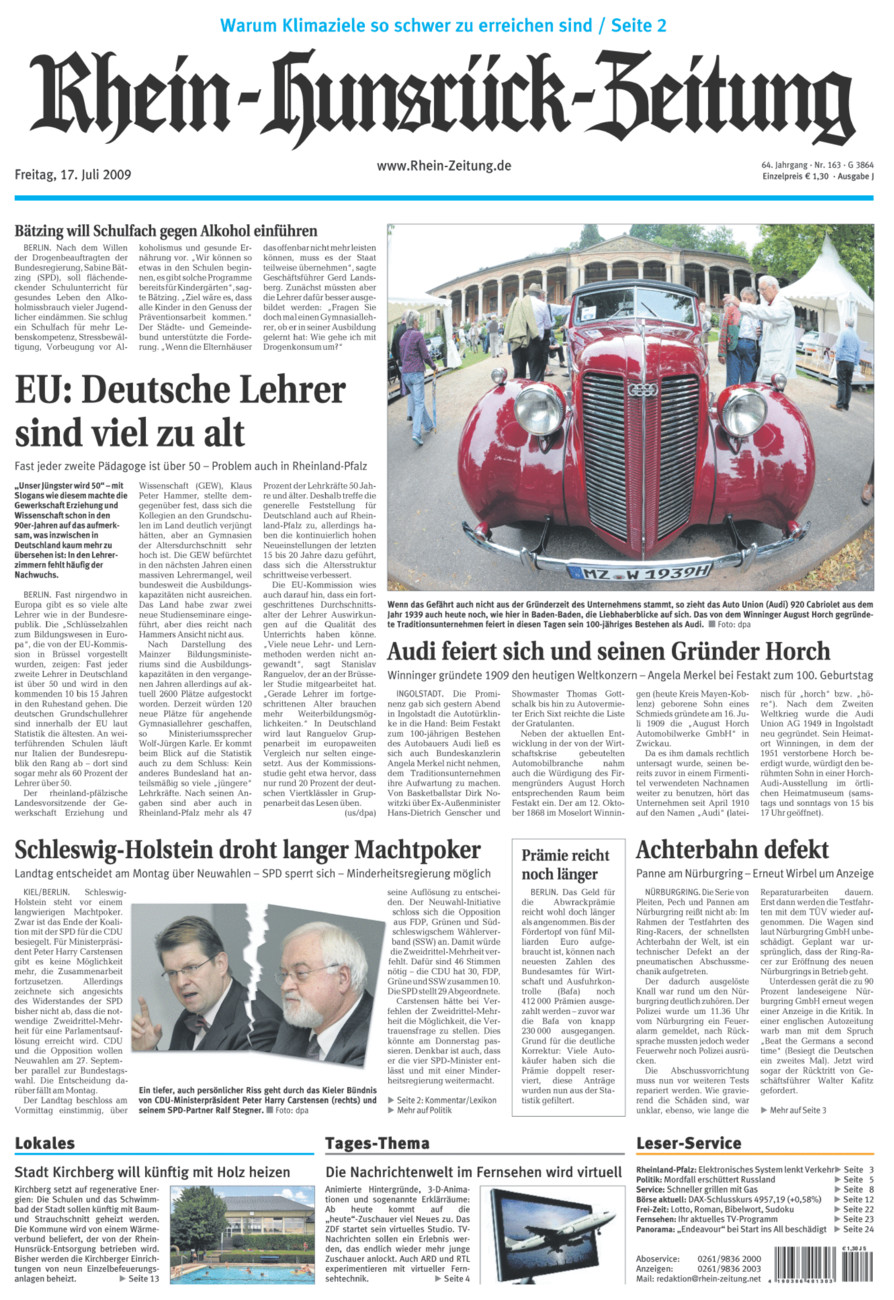 Rhein-Hunsrück-Zeitung vom Freitag, 17.07.2009