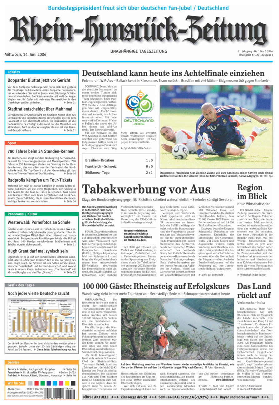 Rhein-Hunsrück-Zeitung vom Mittwoch, 14.06.2006