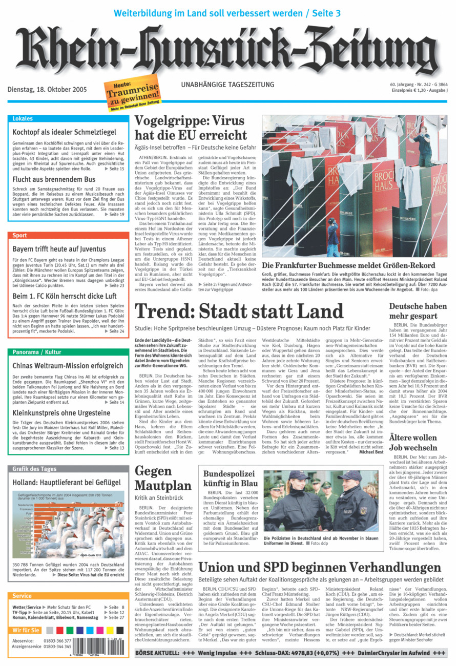 Rhein-Hunsrück-Zeitung vom Dienstag, 18.10.2005