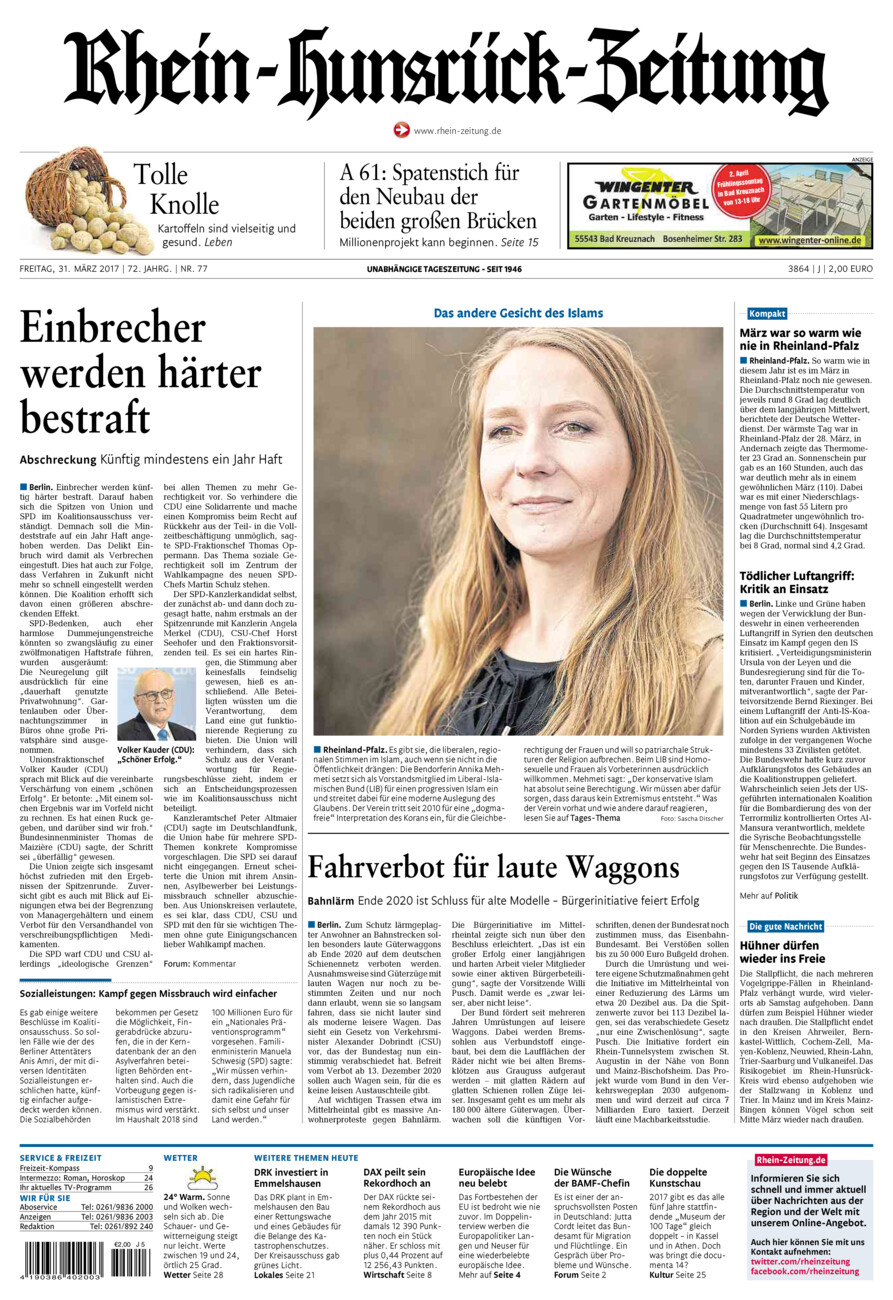 Rhein-Hunsrück-Zeitung vom Freitag, 31.03.2017