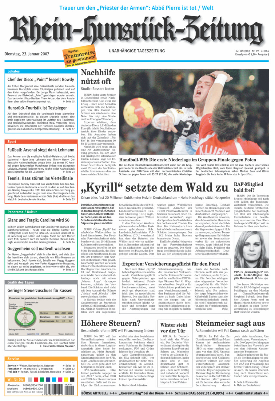 Rhein-Hunsrück-Zeitung vom Dienstag, 23.01.2007