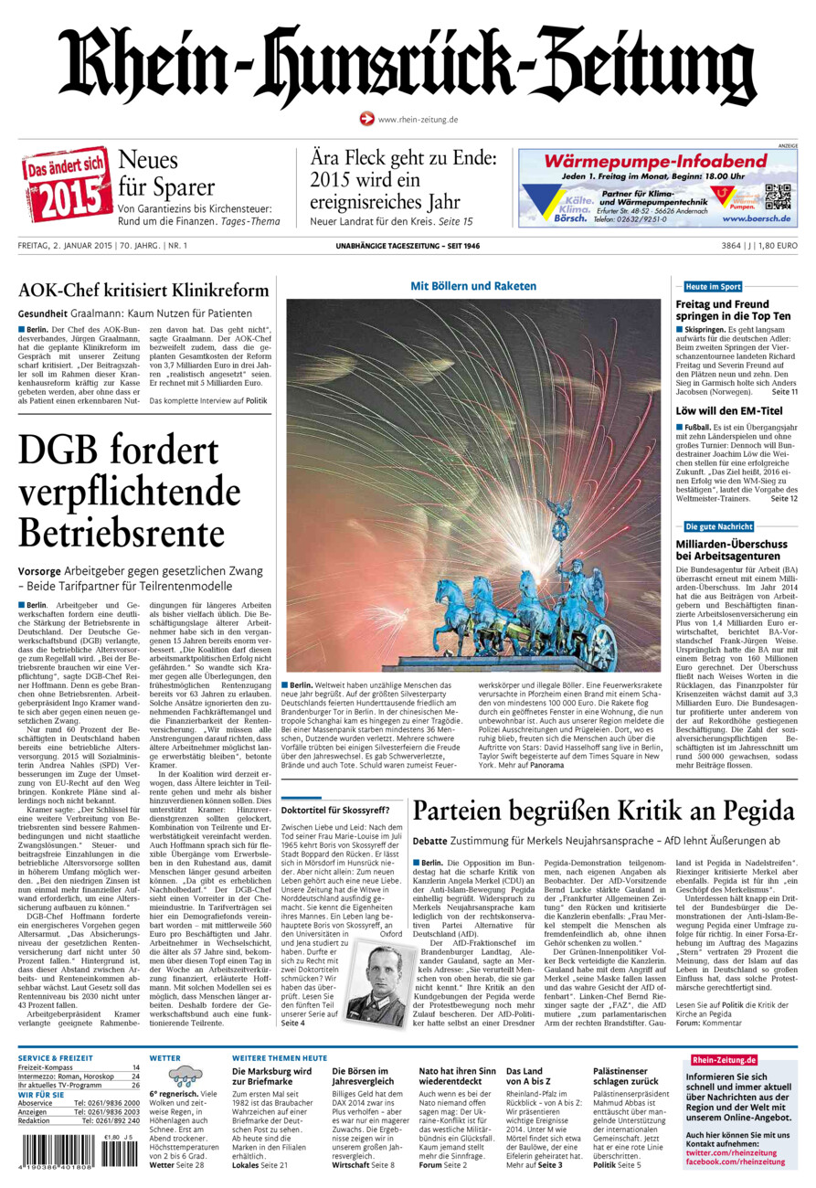 Rhein-Hunsrück-Zeitung vom Freitag, 02.01.2015