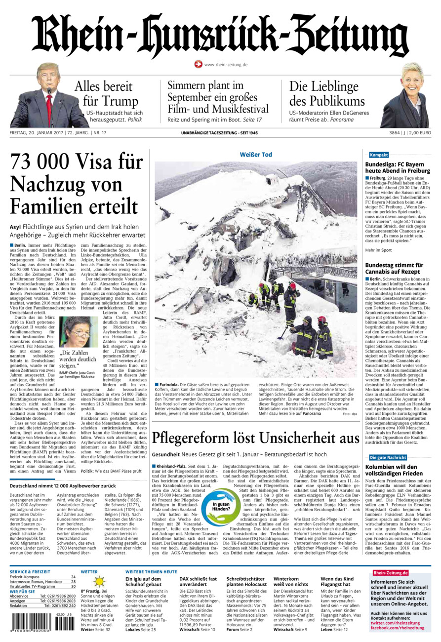 Rhein-Hunsrück-Zeitung vom Freitag, 20.01.2017