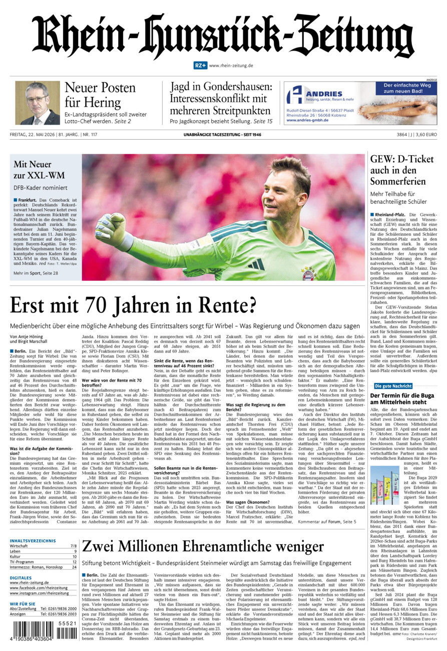 Rhein-Hunsrück-Zeitung vom Freitag, 22.05.2026