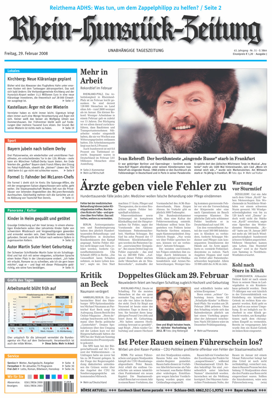 Rhein-Hunsrück-Zeitung vom Freitag, 29.02.2008
