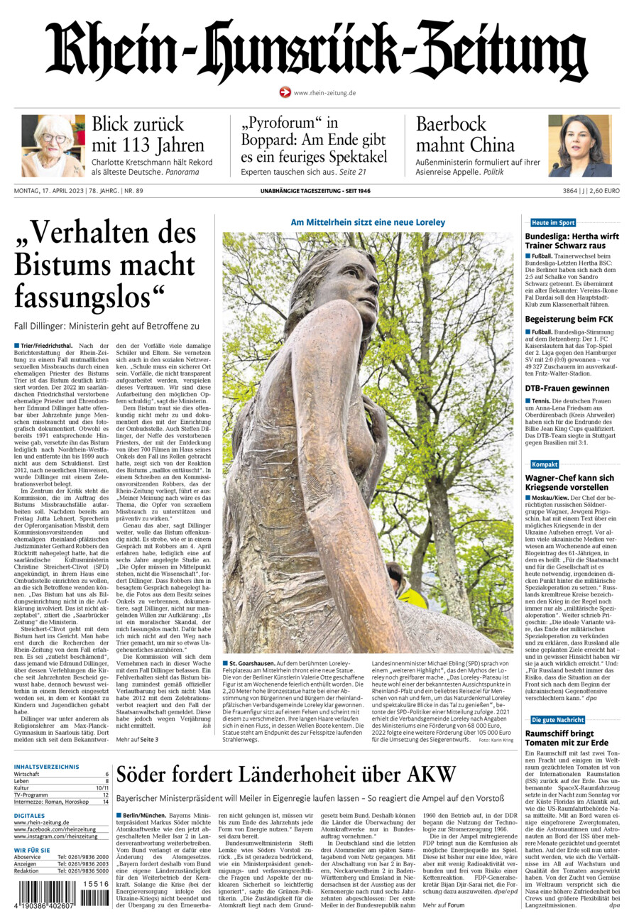 Rhein-Hunsrück-Zeitung vom Montag, 17.04.2023