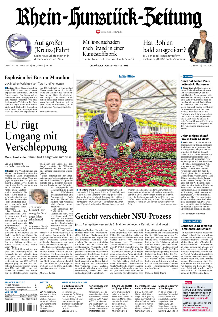 Rhein-Hunsrück-Zeitung vom Dienstag, 16.04.2013