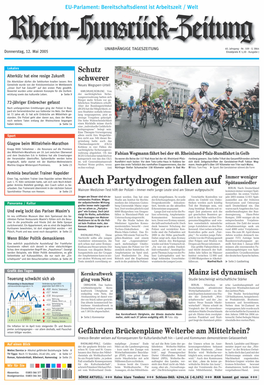 Rhein-Hunsrück-Zeitung vom Donnerstag, 12.05.2005