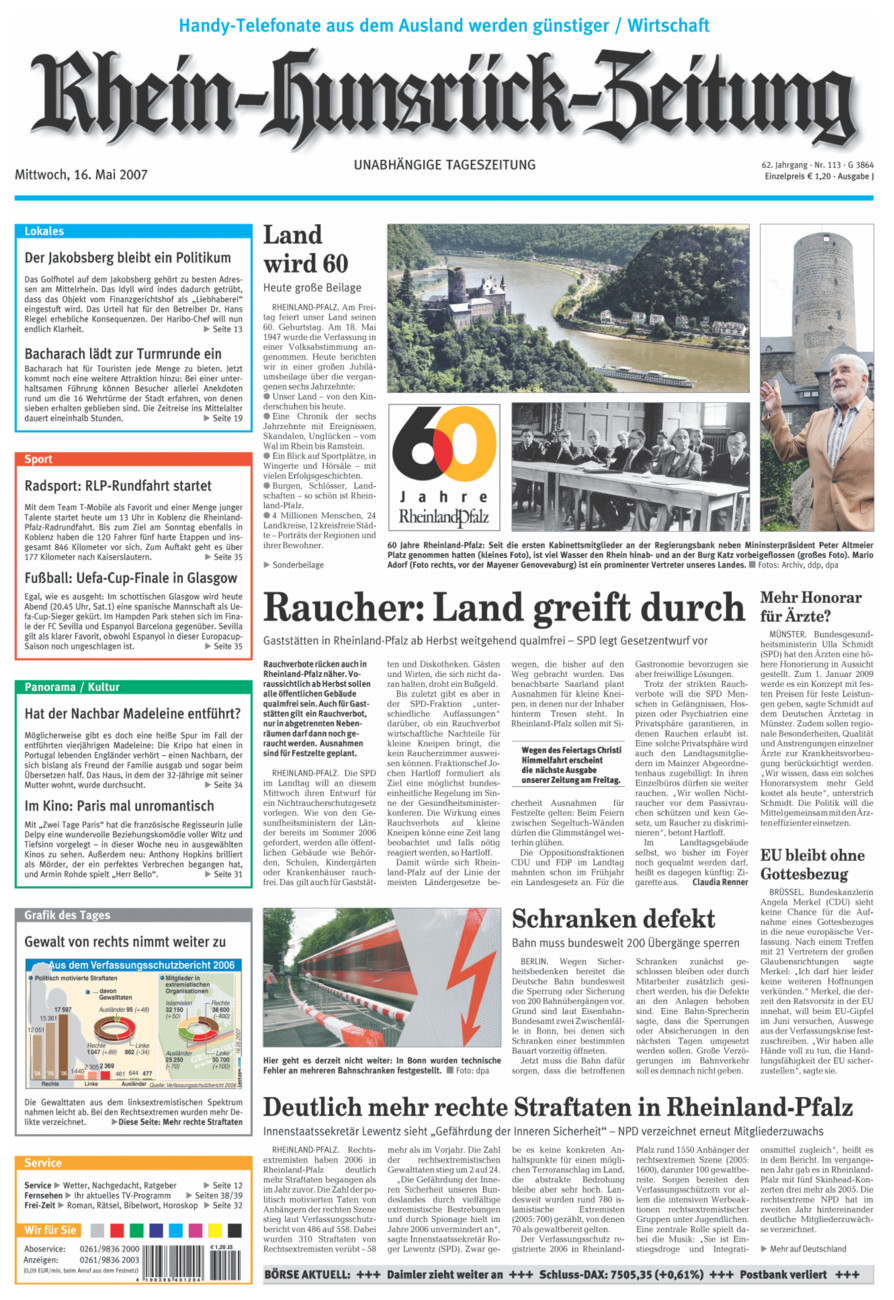 Rhein-Hunsrück-Zeitung vom Mittwoch, 16.05.2007