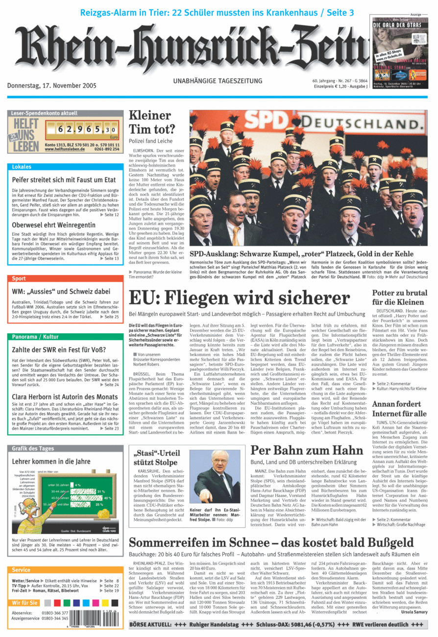 Rhein-Hunsrück-Zeitung vom Donnerstag, 17.11.2005