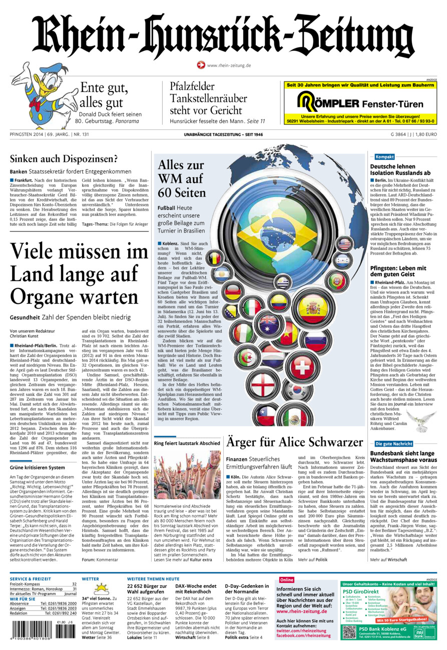 Rhein-Hunsrück-Zeitung vom Samstag, 07.06.2014