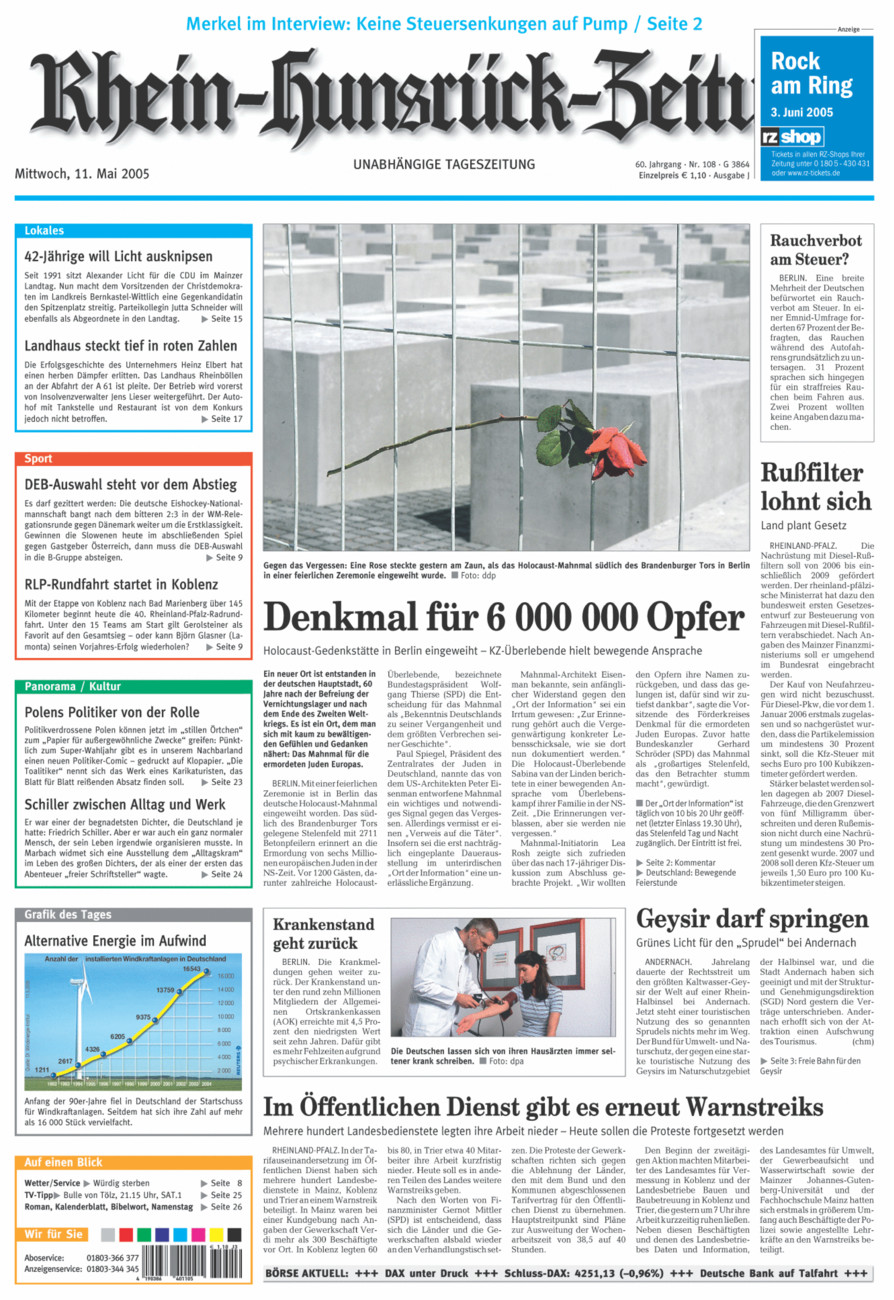 Rhein-Hunsrück-Zeitung vom Mittwoch, 11.05.2005