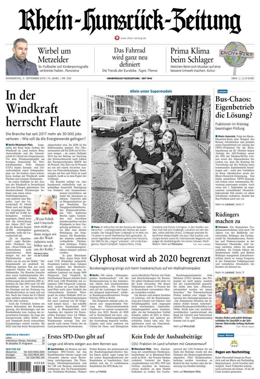 Rhein-Hunsrück-Zeitung vom Donnerstag, 05.09.2019