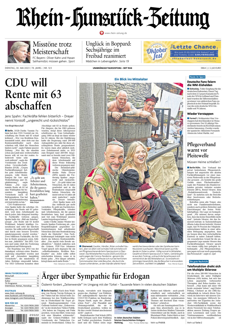 Rhein-Hunsrück-Zeitung vom Dienstag, 30.05.2023