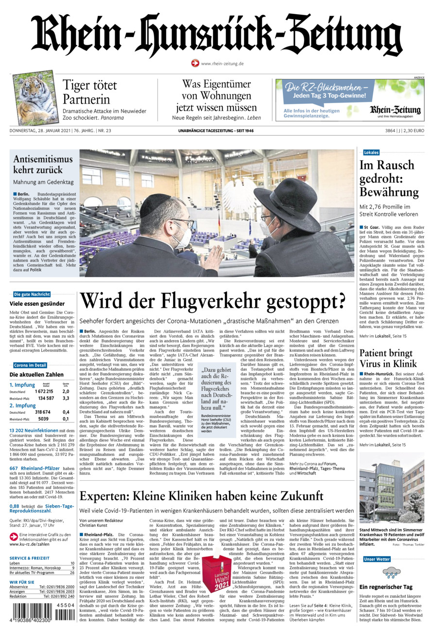 Rhein-Hunsrück-Zeitung vom Donnerstag, 28.01.2021