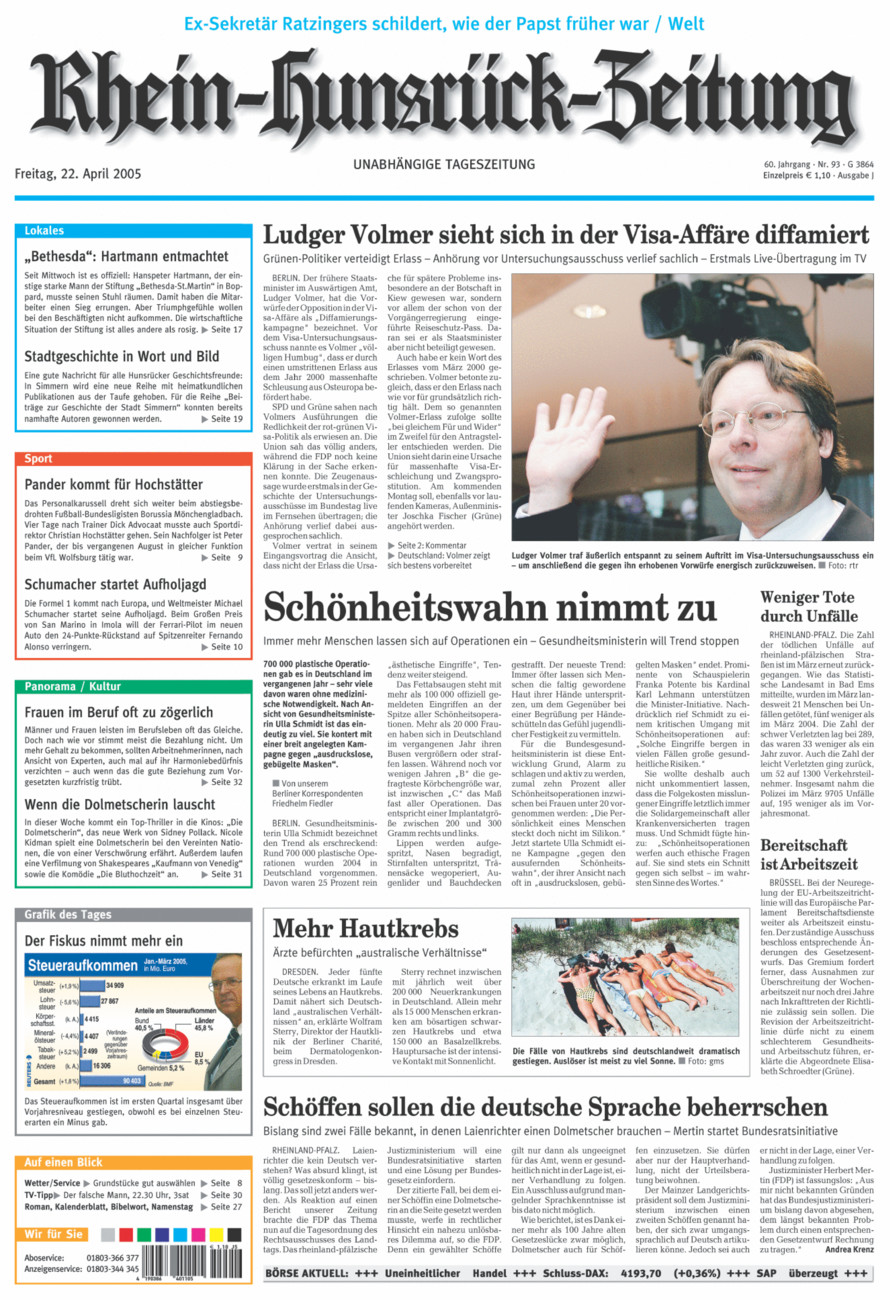 Rhein-Hunsrück-Zeitung vom Freitag, 22.04.2005