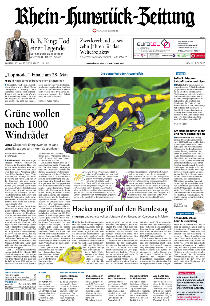 Rhein-Hunsrück-Zeitung vom Samstag, 16.05.2015