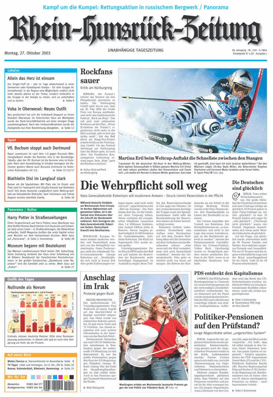 Rhein-Hunsrück-Zeitung vom Montag, 27.10.2003