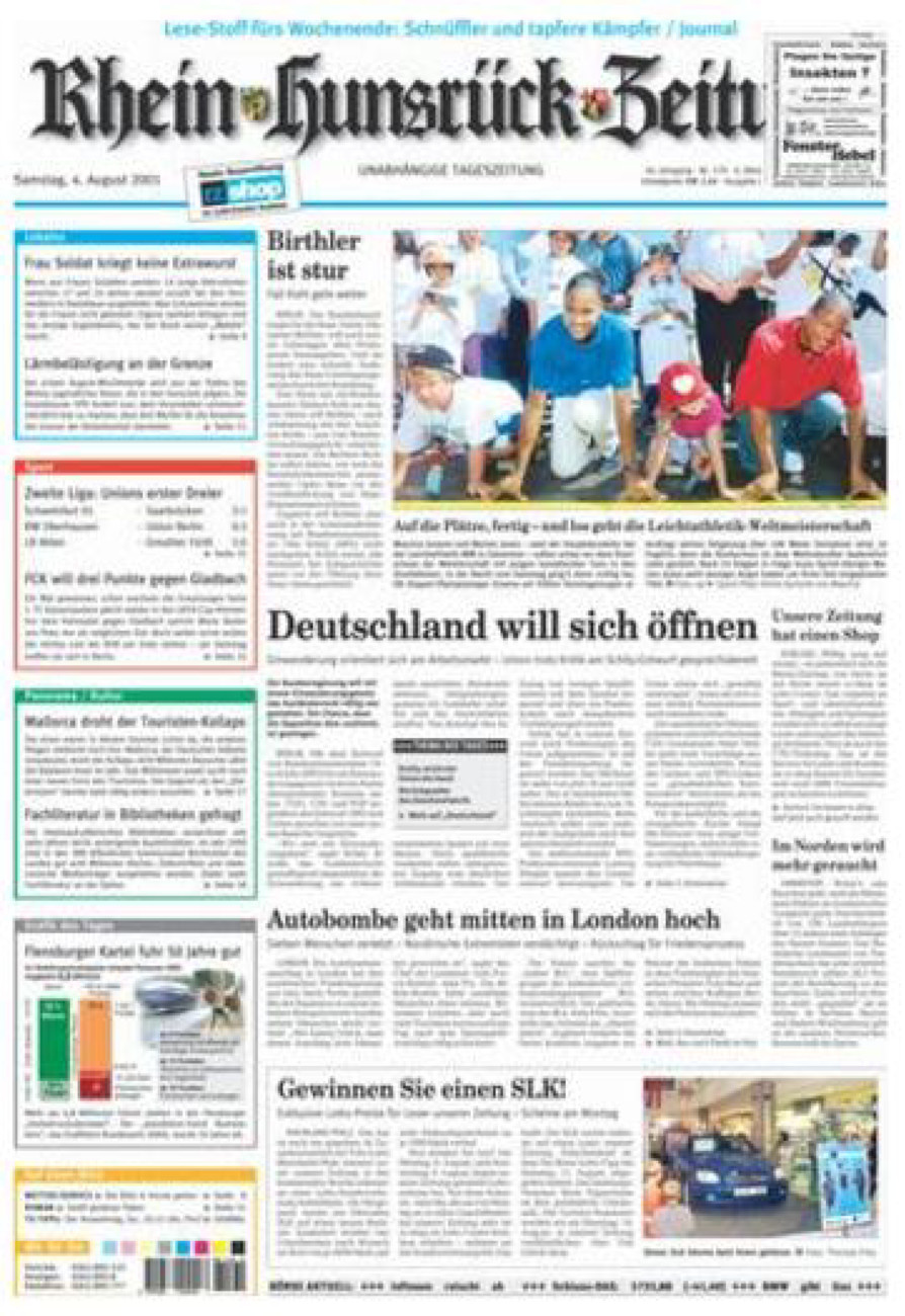 Rhein-Hunsrück-Zeitung vom Samstag, 04.08.2001