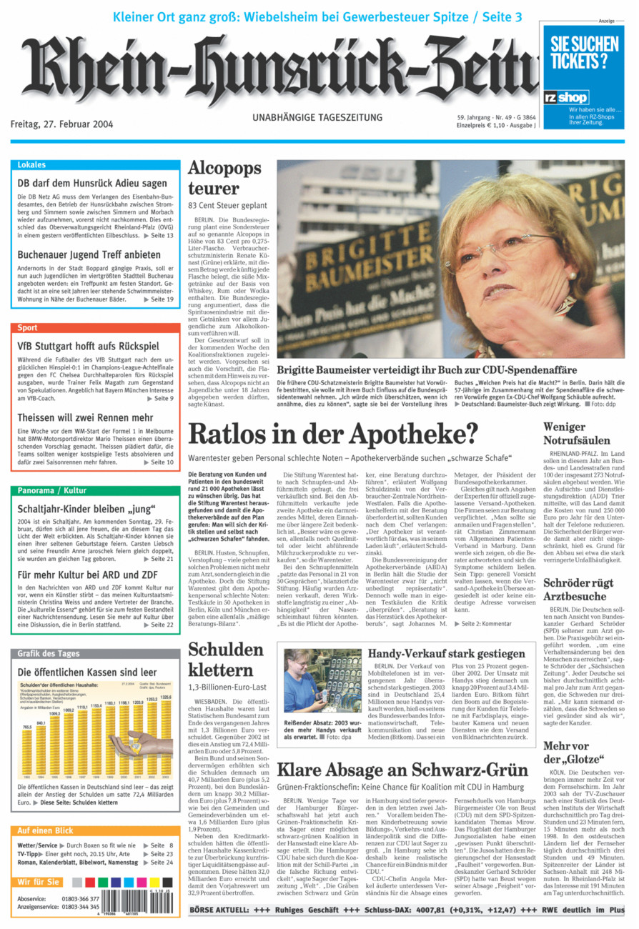 Rhein-Hunsrück-Zeitung vom Freitag, 27.02.2004