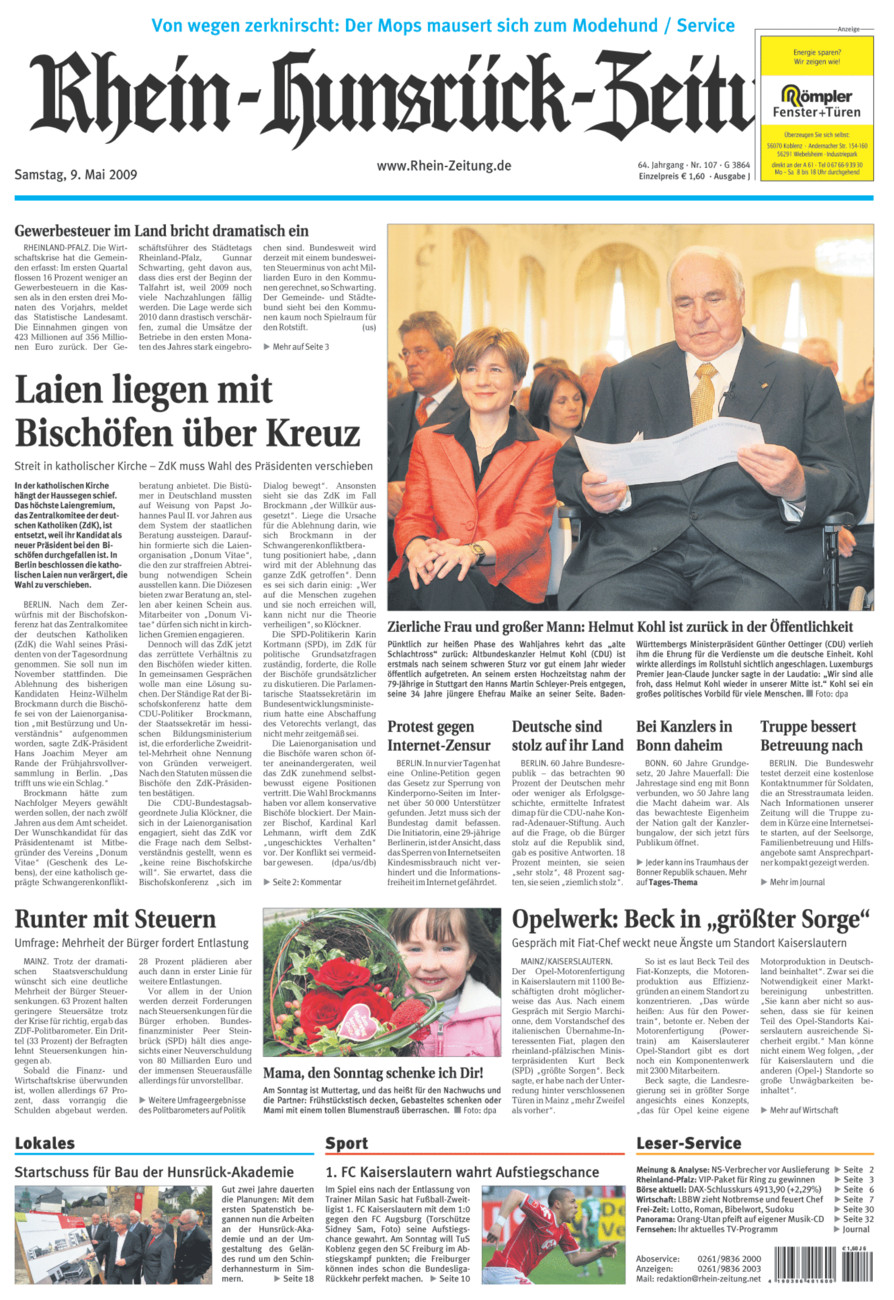 Rhein-Hunsrück-Zeitung vom Samstag, 09.05.2009