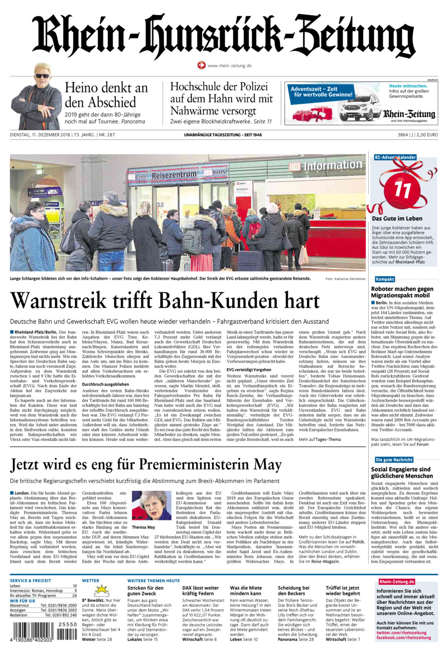 Rhein-Hunsrück-Zeitung vom Dienstag, 11.12.2018