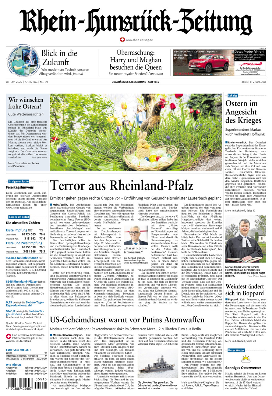 Rhein-Hunsrück-Zeitung vom Samstag, 16.04.2022