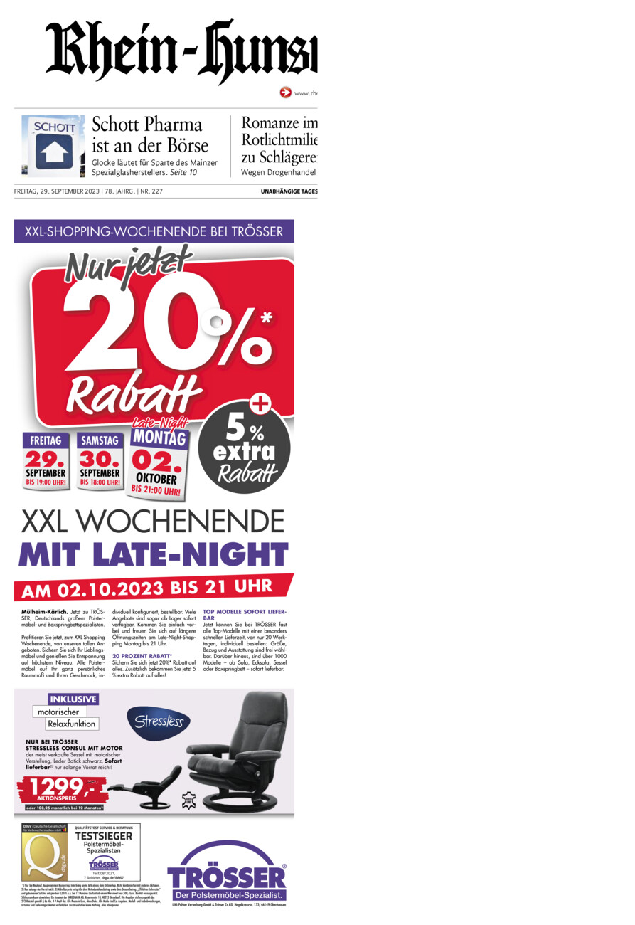 Rhein-Hunsrück-Zeitung vom Freitag, 29.09.2023
