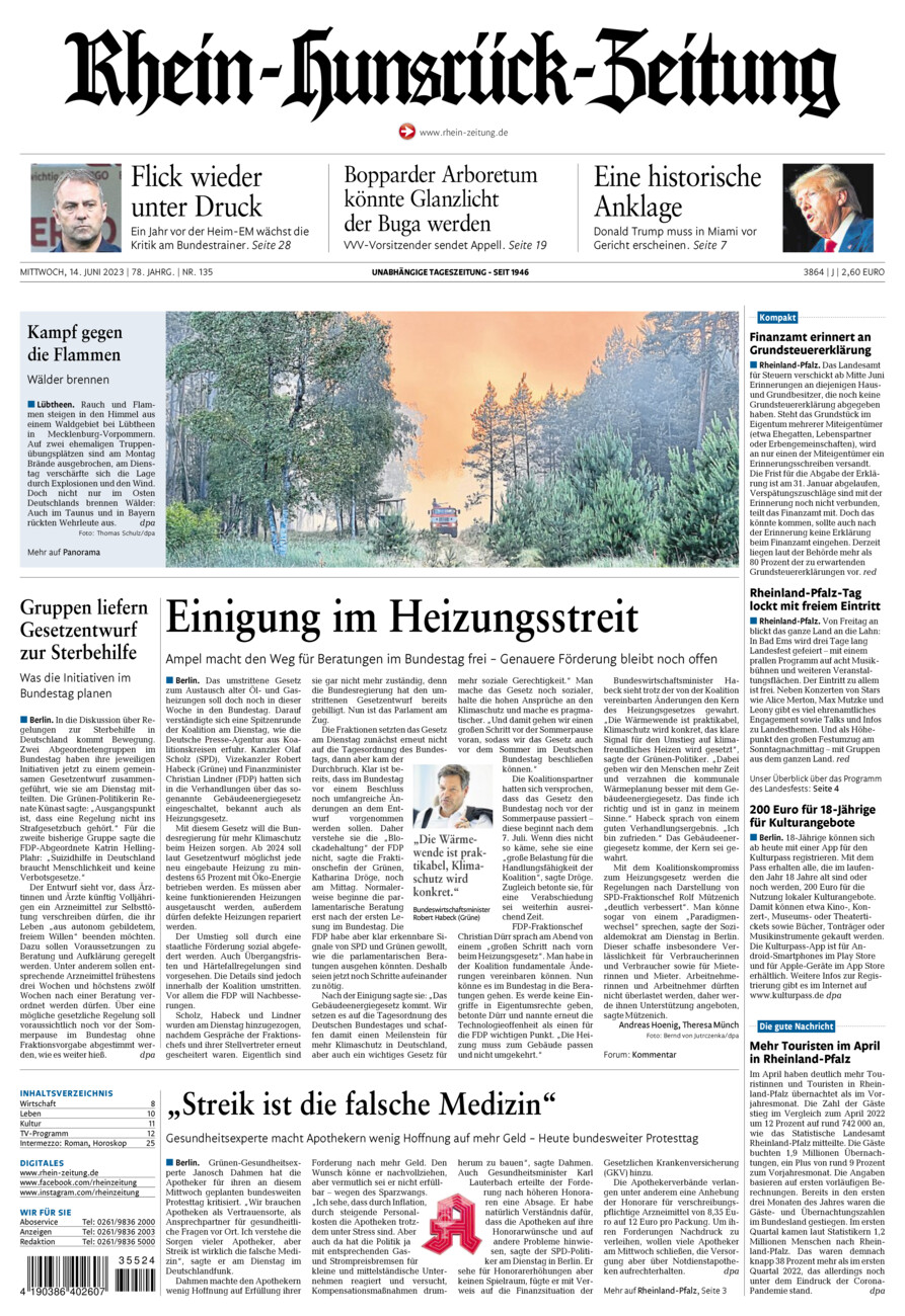 Rhein-Hunsrück-Zeitung vom Mittwoch, 14.06.2023