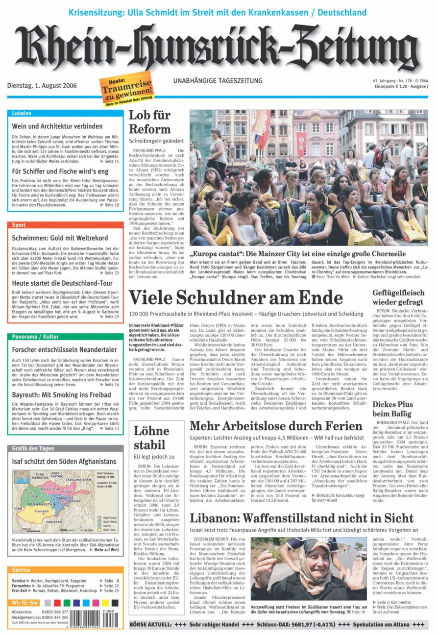 Rhein-Hunsrück-Zeitung vom Dienstag, 01.08.2006