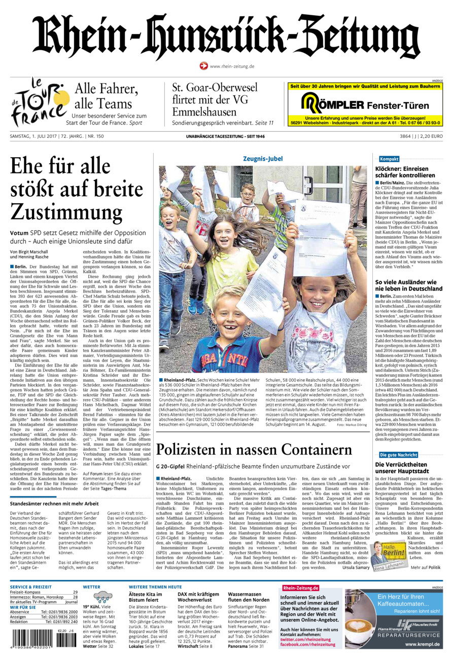 Rhein-Hunsrück-Zeitung vom Samstag, 01.07.2017