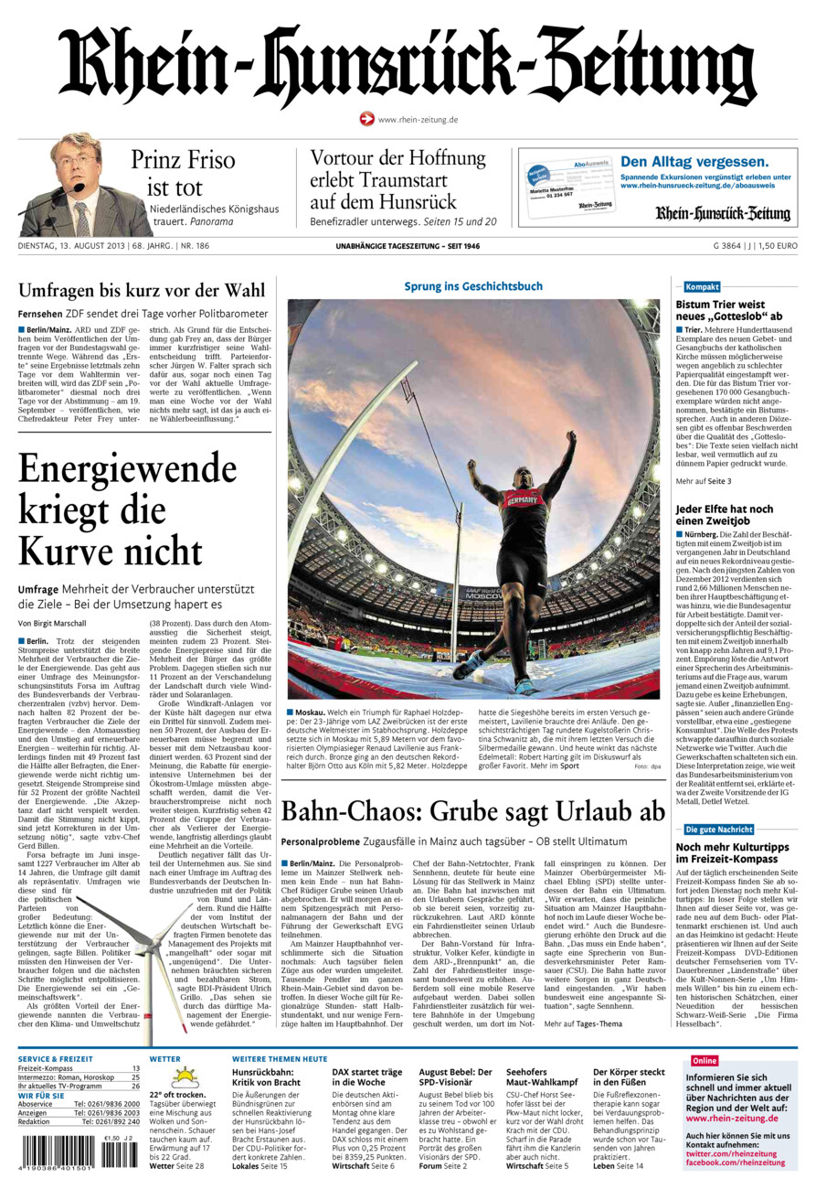 Rhein-Hunsrück-Zeitung vom Dienstag, 13.08.2013