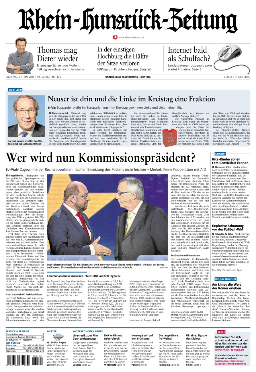 Rhein-Hunsrück-Zeitung vom Dienstag, 27.05.2014