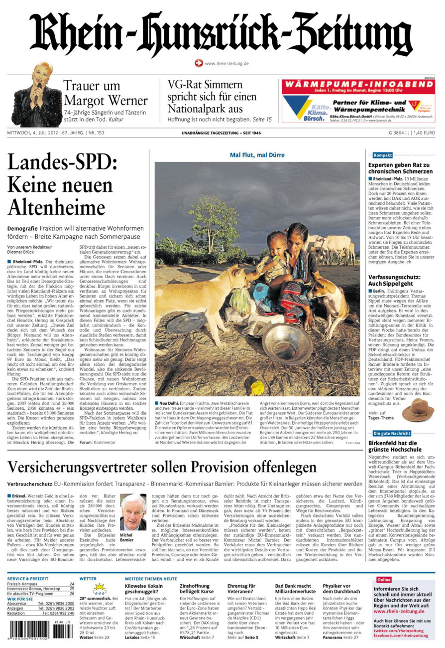 Rhein-Hunsrück-Zeitung vom Mittwoch, 04.07.2012