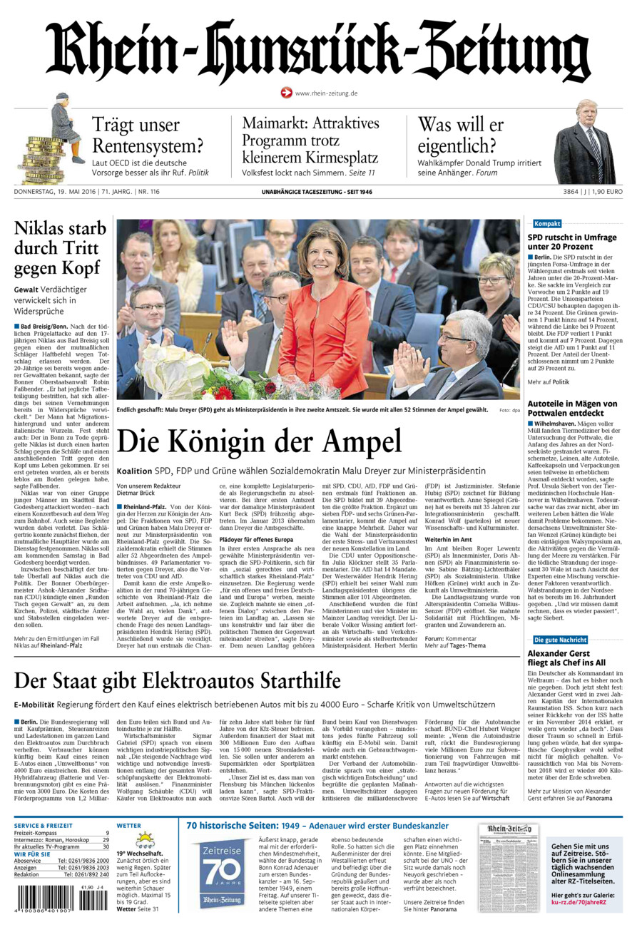 Rhein-Hunsrück-Zeitung vom Donnerstag, 19.05.2016