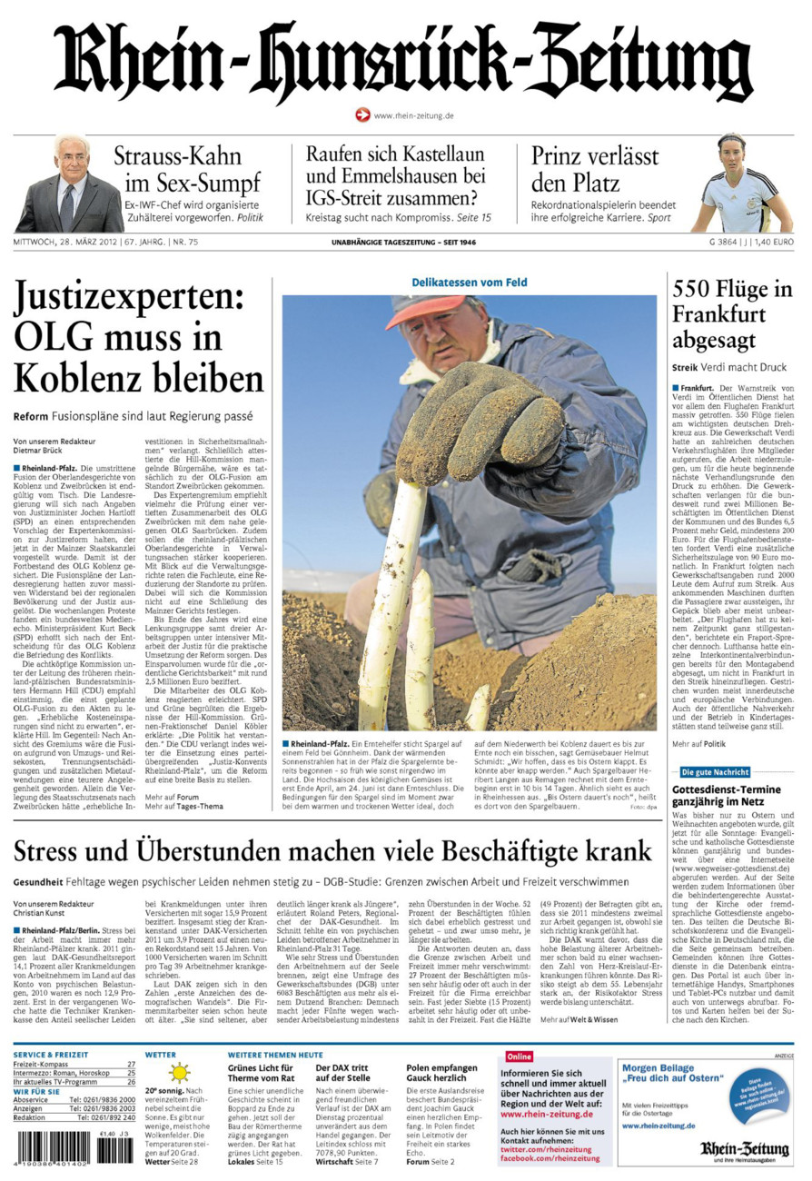 Rhein-Hunsrück-Zeitung vom Mittwoch, 28.03.2012
