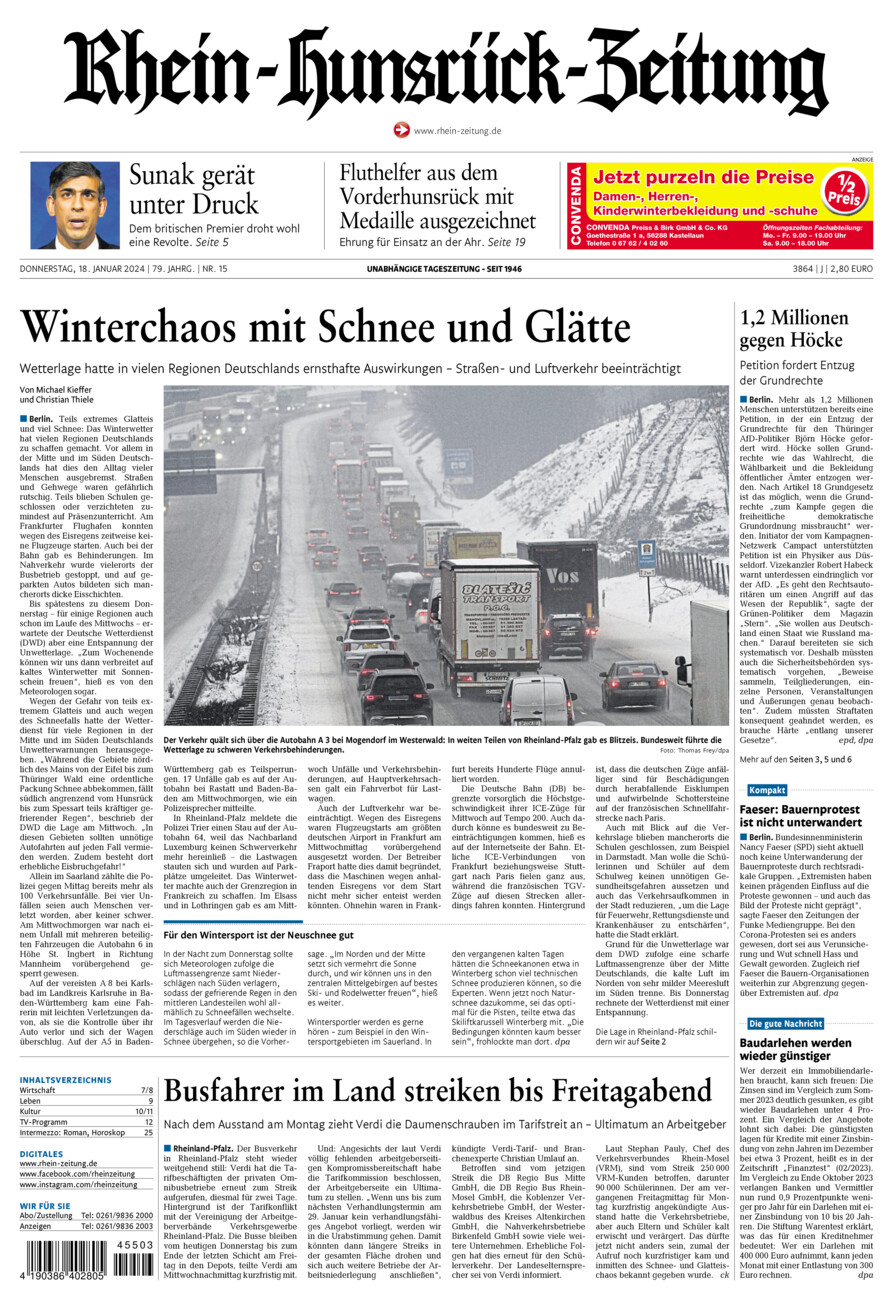 Rhein-Hunsrück-Zeitung vom Donnerstag, 18.01.2024