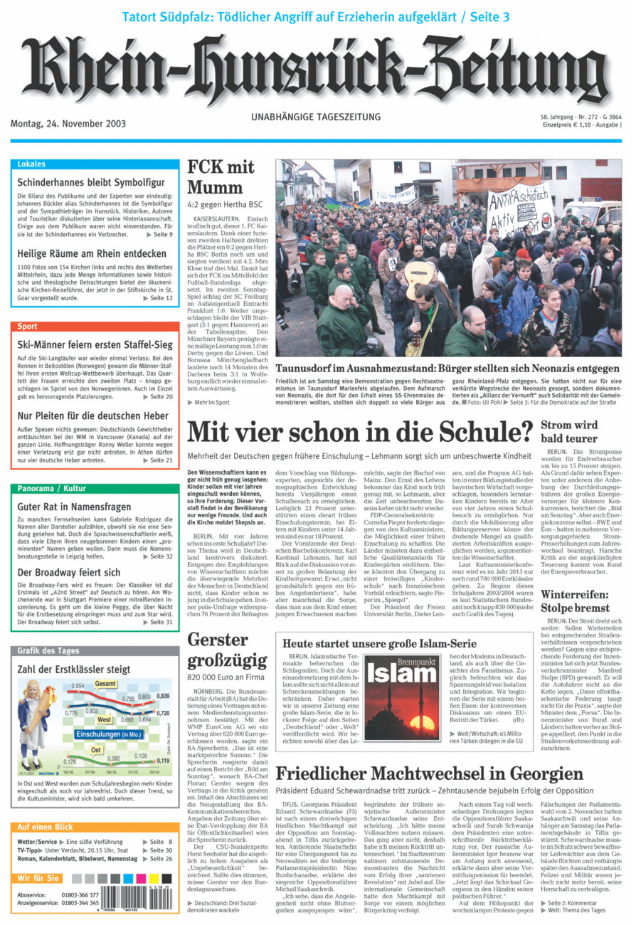 Rhein-Hunsrück-Zeitung vom Montag, 24.11.2003