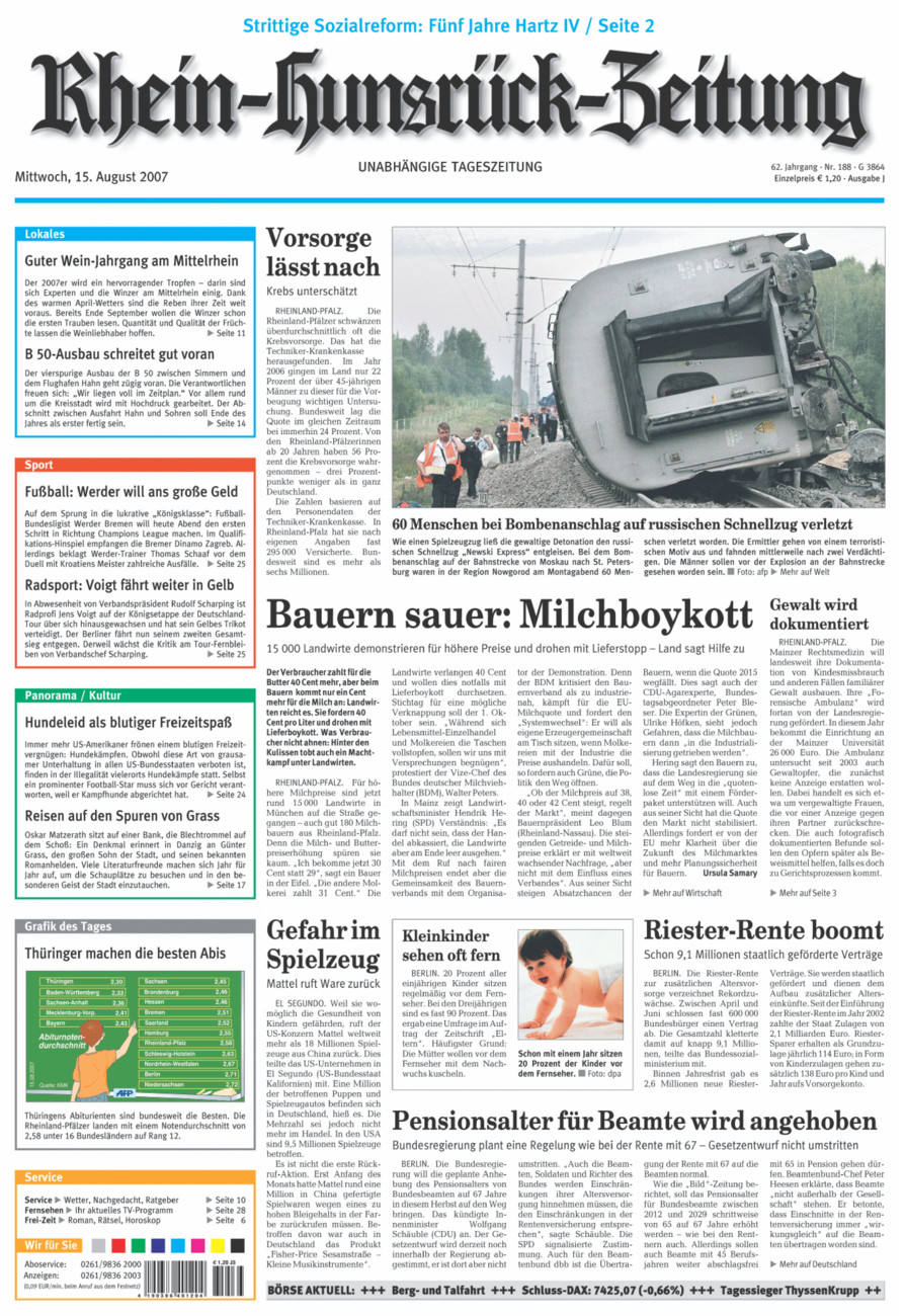 Rhein-Hunsrück-Zeitung vom Mittwoch, 15.08.2007