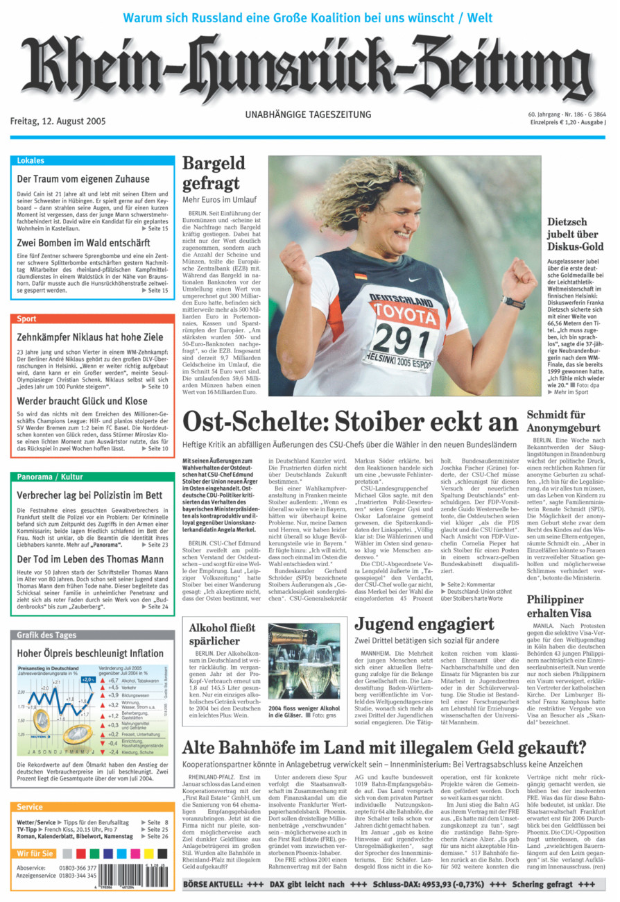 Rhein-Hunsrück-Zeitung vom Freitag, 12.08.2005