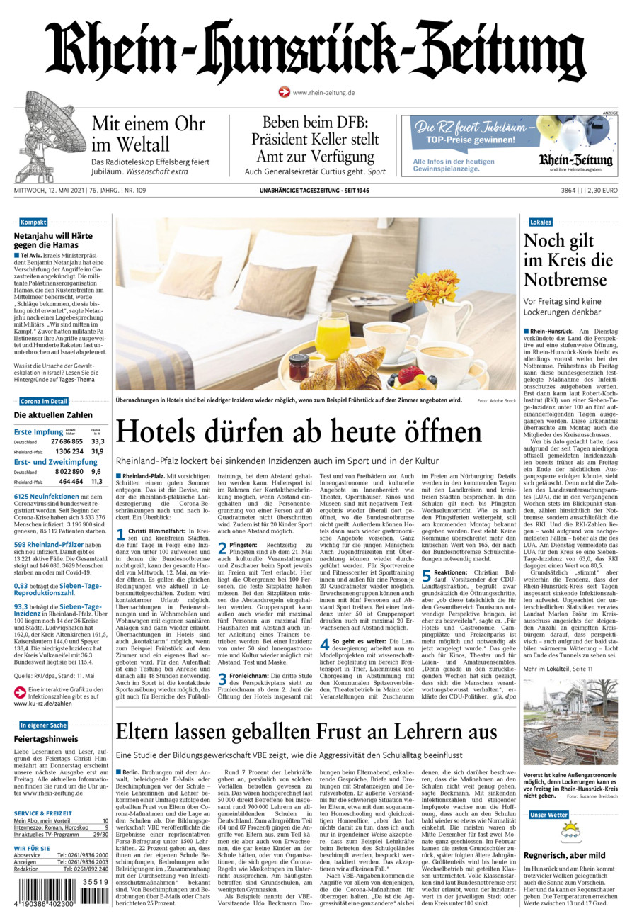 Rhein-Hunsrück-Zeitung vom Mittwoch, 12.05.2021
