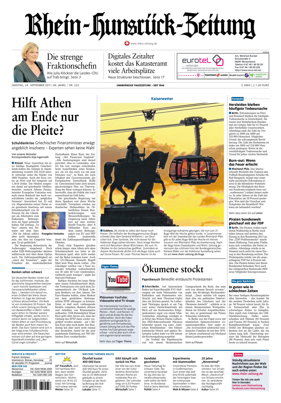 Rhein-Hunsrück-Zeitung vom Samstag, 24.09.2011