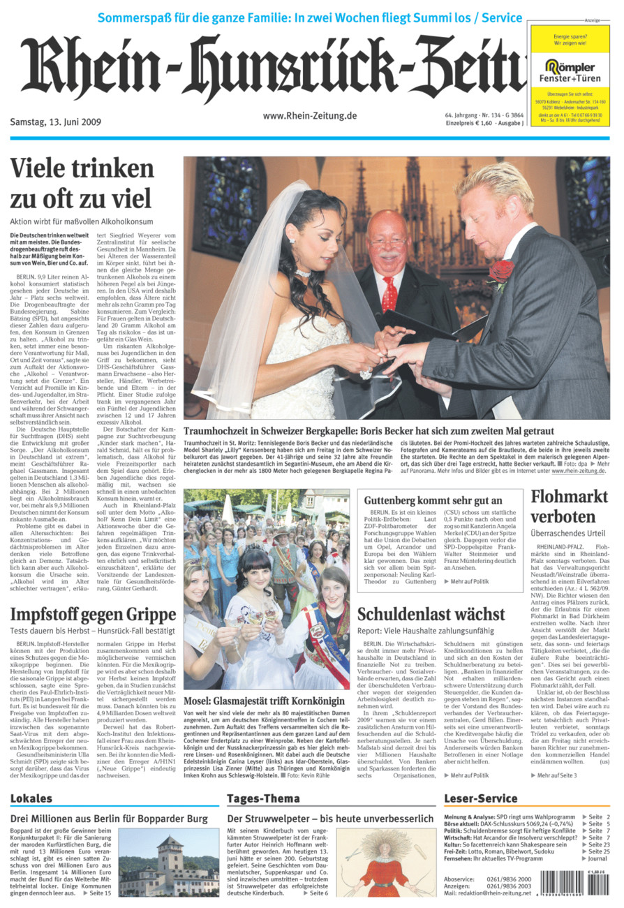 Rhein-Hunsrück-Zeitung vom Samstag, 13.06.2009