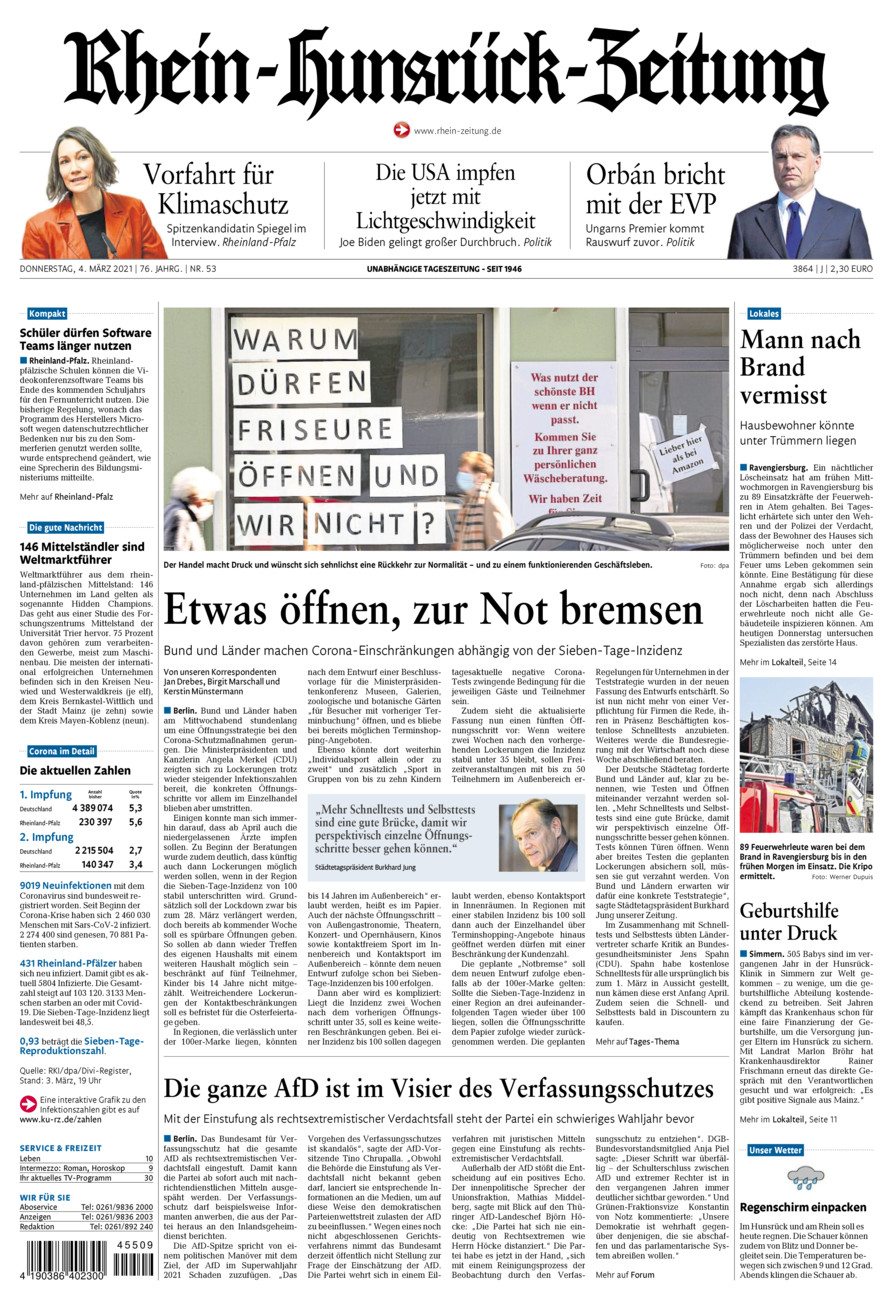 Rhein-Hunsrück-Zeitung vom Donnerstag, 04.03.2021