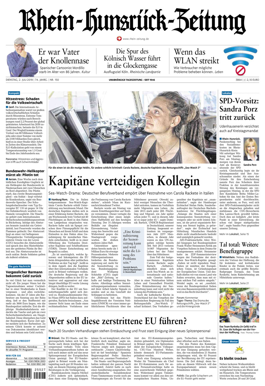 Rhein-Hunsrück-Zeitung vom Dienstag, 02.07.2019