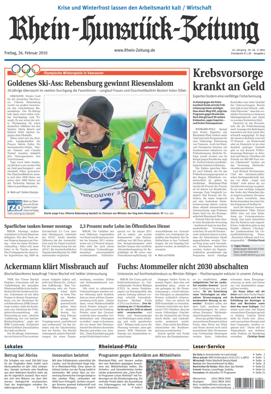 Rhein-Hunsrück-Zeitung vom Freitag, 26.02.2010