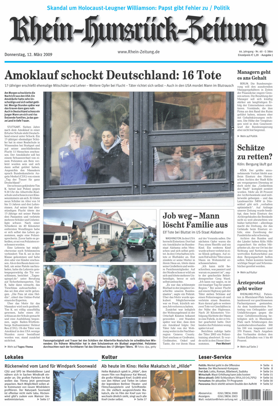 Rhein-Hunsrück-Zeitung vom Donnerstag, 12.03.2009