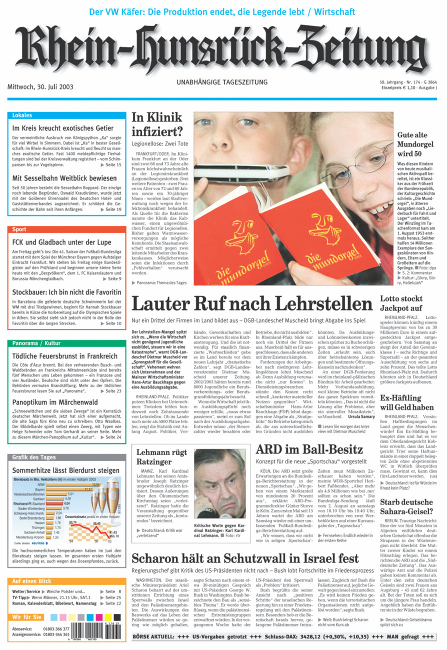 Rhein-Hunsrück-Zeitung vom Mittwoch, 30.07.2003
