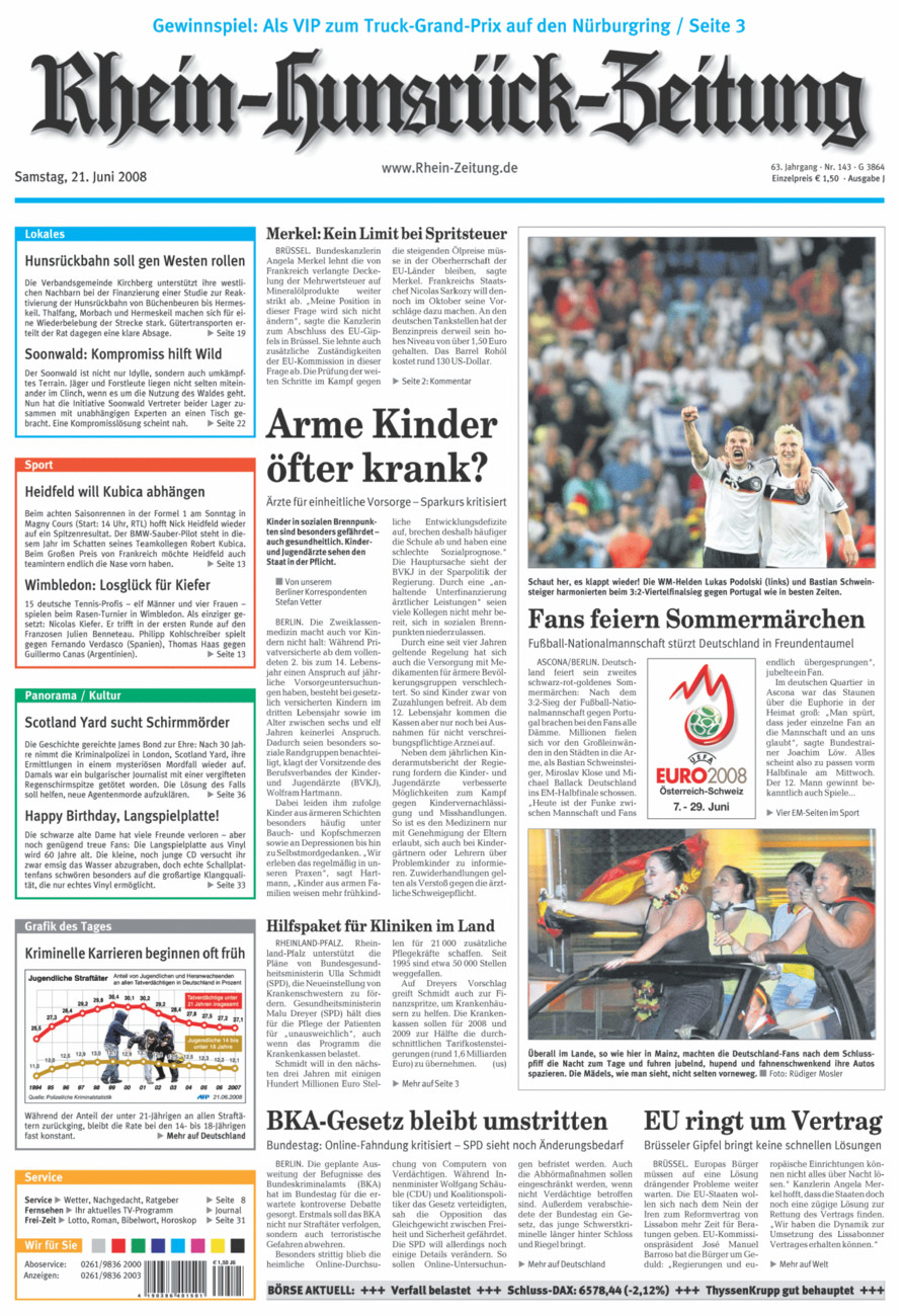 Rhein-Hunsrück-Zeitung vom Samstag, 21.06.2008
